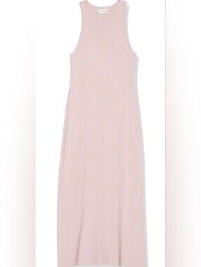Sleeveless Ribbed Midi Dress in Light Pink